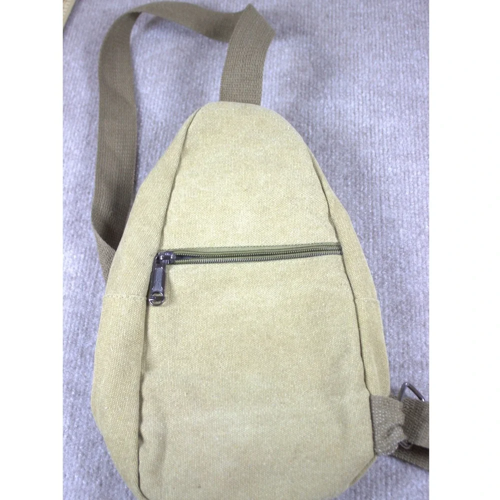 Westend Khaki Canvas Sling‎ Bag Crossbody Teardrop Backpack Hiking Travel Khaki
